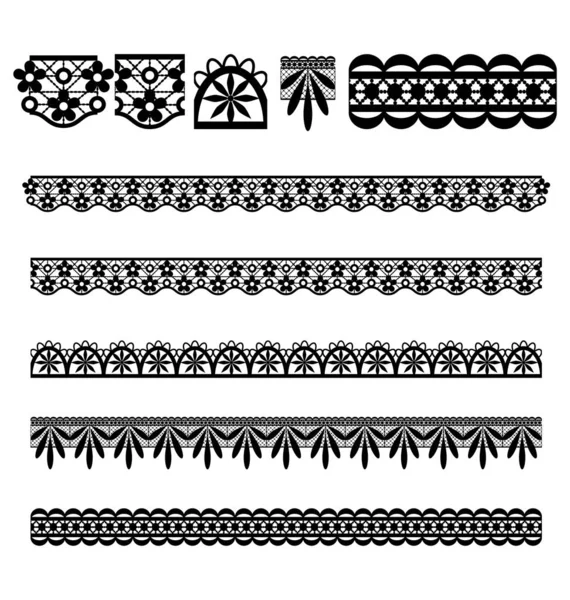 Trim Embroidery Lace Elements Vector Illustration — Stock Vector