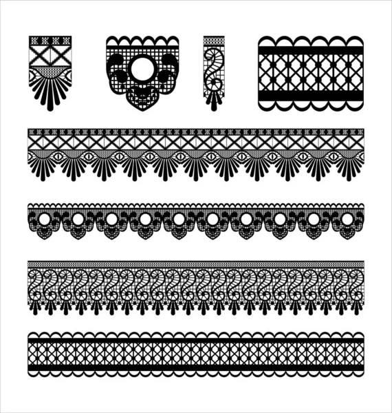 Trim Embroidery Lace Elements Vector Illustration — Stock Vector