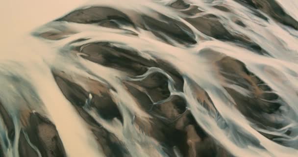 Luftaufnahme Des Isländischen Gletschers Schmelzwasser Flussdelta — Stockvideo
