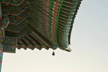 Seoul, Kore geleneksel mimari, gökyüzü, Asya çatı 