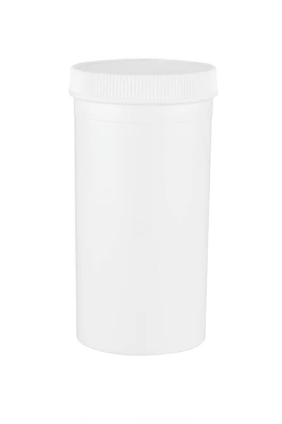 白い背景に分離されたプラスチックの白い医療容器 — ストック写真