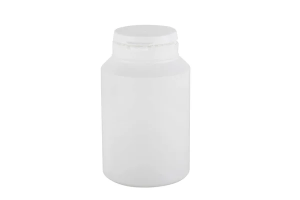 封闭白色药物瓶查出的白色背景 — 图库照片