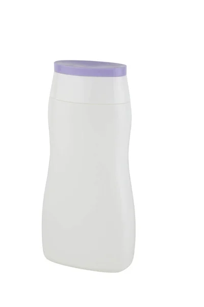 Frasco Xampu Plástico Branco Isolado Fundo Branco — Fotografia de Stock