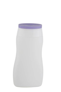 Beyaz arka planda izole edilmiş boş plastik şampuan şişesi