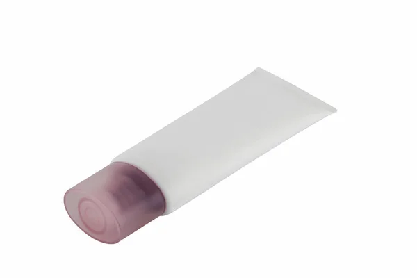 Blank plastic tube hand cream isolated on white background — Stock Photo, Image