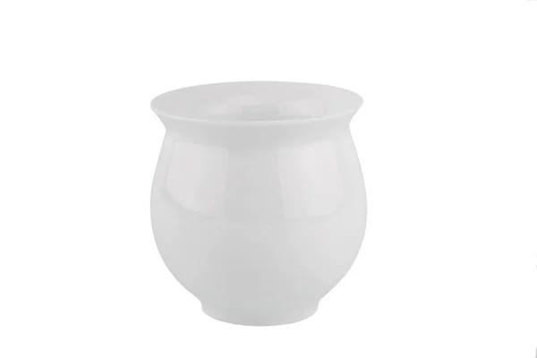 Vaso branco, vaso de plantas isolado sobre fundo branco — Fotografia de Stock