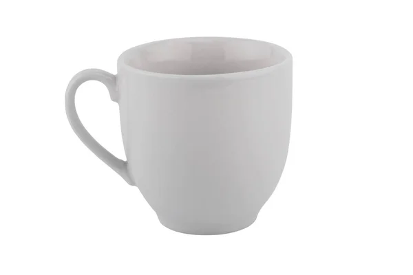 흰 바탕에 분리되어 있는 흰 세라믹 컵 — 스톡 사진