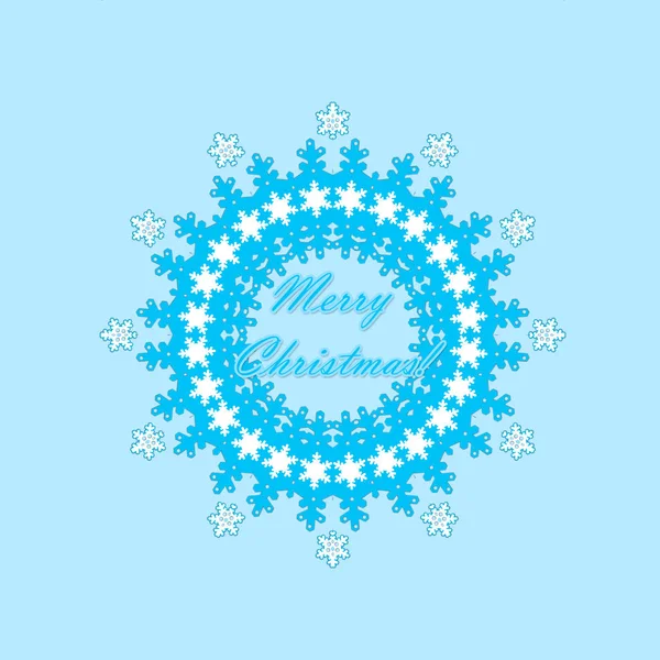 Christmas circle white snowflakes frame on blue background