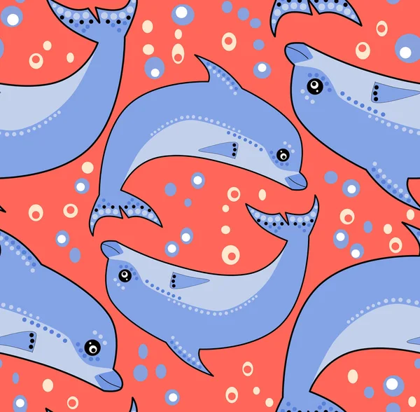 Seamless dolphins cartoon cute pattern background