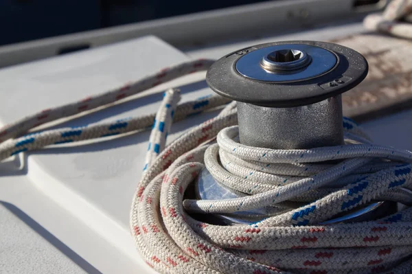 Closeup of a sailboat winch — Stock Photo, Image