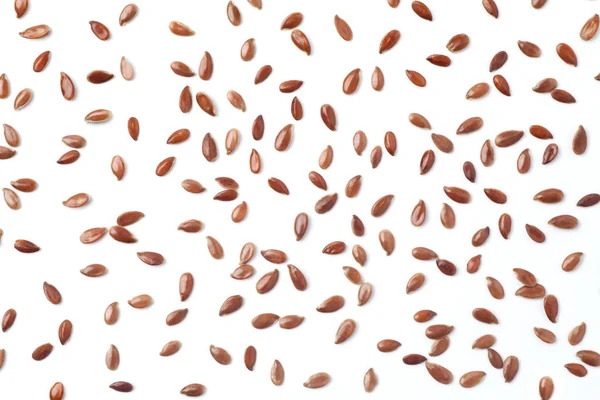 Brown Flax Seeds White Background — Stock Photo, Image