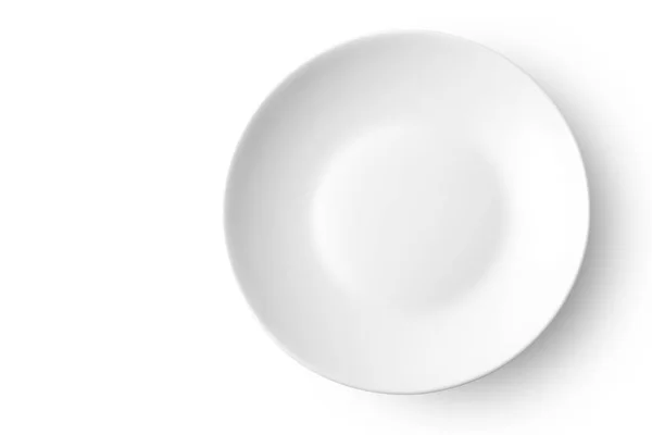 Пустые Керамические Блюда Изолированы Белом Фоне Вид Сверху — стоковое фото