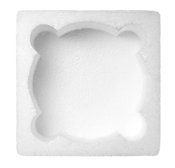 白色背景的泡沫塑料盒 顶部视图 — 图库照片
