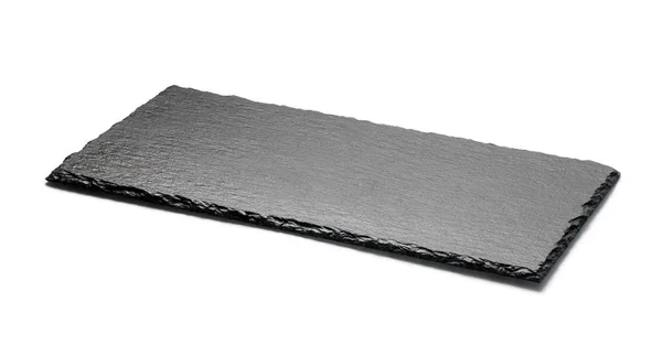 Black Stone Plate Isolated White Background — Stock Photo, Image