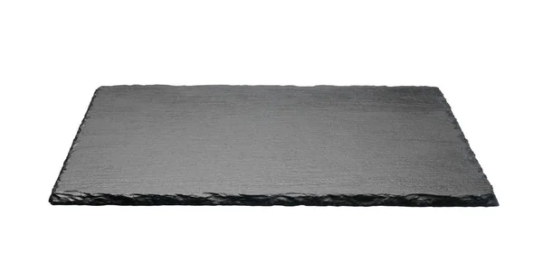 Schwarze Quadratische Steinplatte Isoliert Auf Weißem Hintergrund — Stockfoto