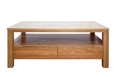 Beyaz arka plan üzerinde izole meşe ahşap masa