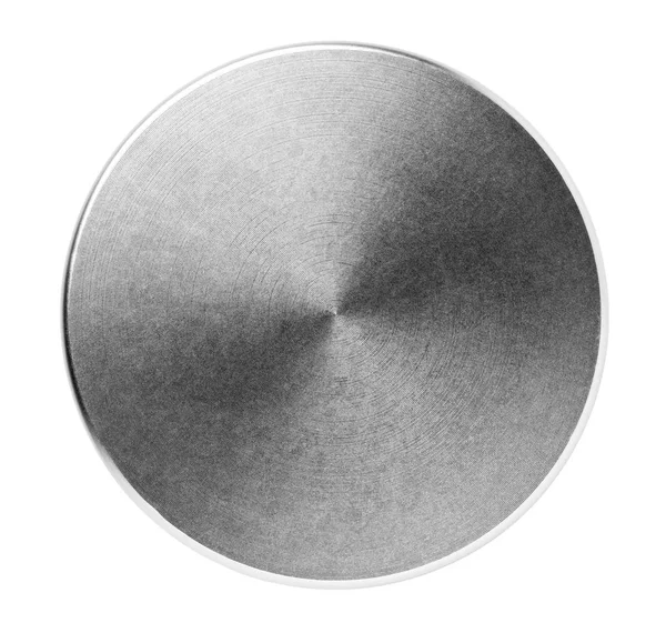 Coperchio Rotondo Acciaio Inossidabile Spazzolato Isolato Sfondo Bianco — Foto Stock