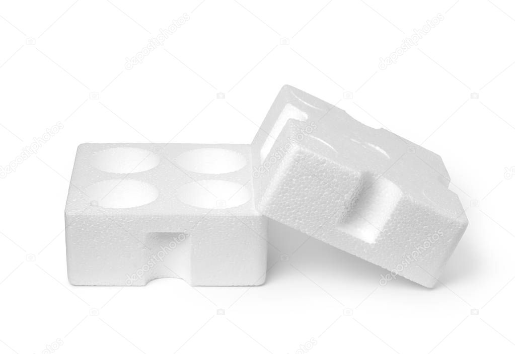 Empty styrofoam box on white background