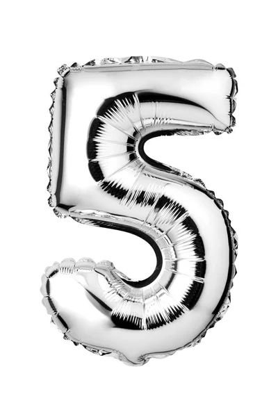 Number Silver Foil Balloon Isolated White Background — Stock Photo, Image