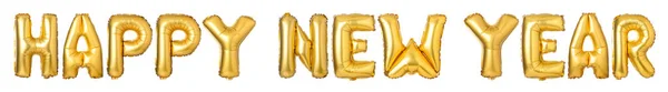 Upper Case Brieven Happy New Year Van Gouden Ballonnen Geïsoleerd — Stockfoto