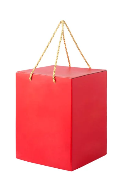 Caixa Papelão Vermelho Isolado Fundo Branco — Fotografia de Stock