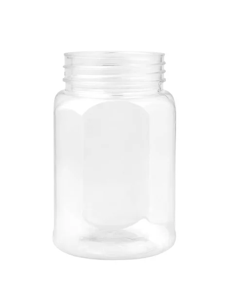 Empty Plastic Jar Isolated White Background — Stock Photo, Image