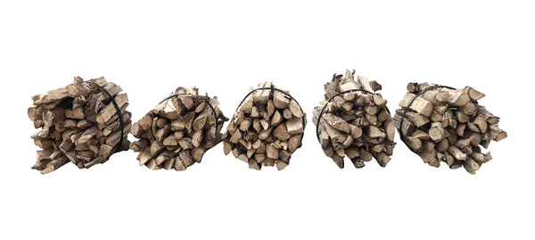 白い背景に分離された乾燥薪の束 — ストック写真