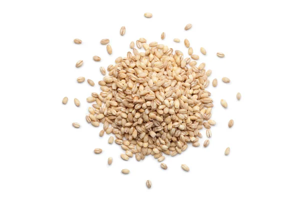 Pile Peeled Barley Isolated White Background Top View — Stock Photo, Image