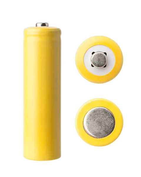 黄色のAaバッテリーは 白いバックグラウンドに隔離 — ストック写真