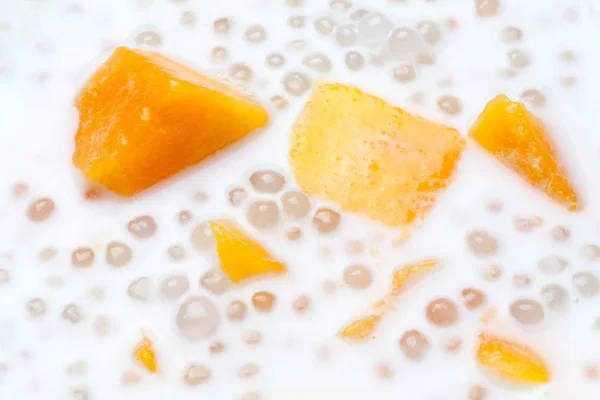 Sweet Sago Cream Mango Coconut Milk Close — Stock Photo, Image