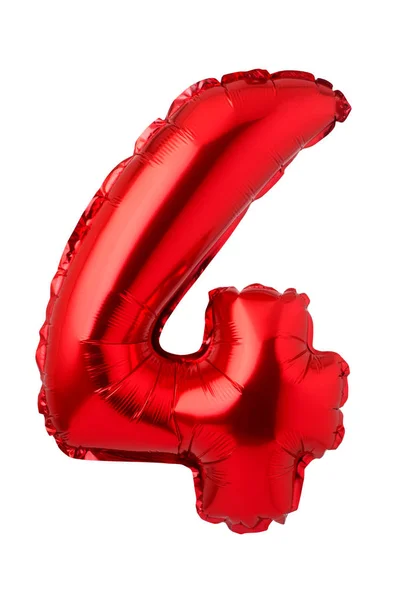 Number Red Foil Balloon Isolated White Background — Stock Photo, Image