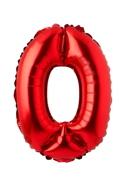 Numéro Ballon Papier Aluminium Rouge Isolé Sur Fond Blanc — Photo