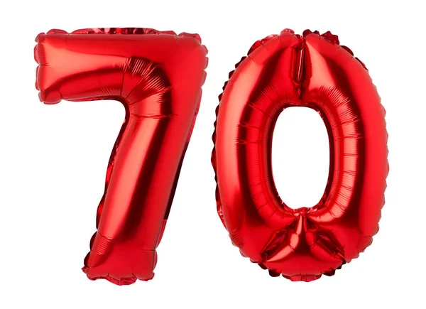 Nummer Rödfolieballong Isolerad Vit Botten — Stockfoto