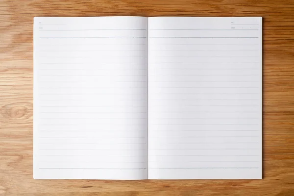 Cuaderno Blanco Sobre Mesa Madera Vista Superior — Foto de Stock