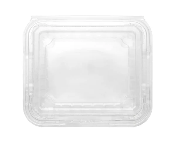 Transparente Kunststoffbox Isoliert Auf Weißem Hintergrund Ansicht Von Oben — Stockfoto
