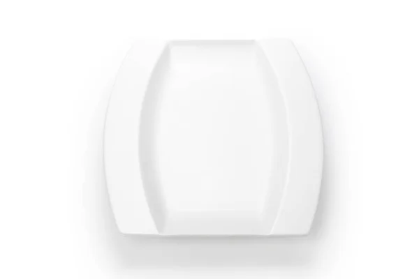 Placa Cerâmica Branca Isolada Sobre Fundo Branco — Fotografia de Stock
