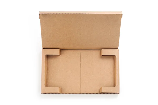 Beyaz Arkaplanda Izole Edilmiş Boş Karton Kutu Üst Görünüm — Stok fotoğraf