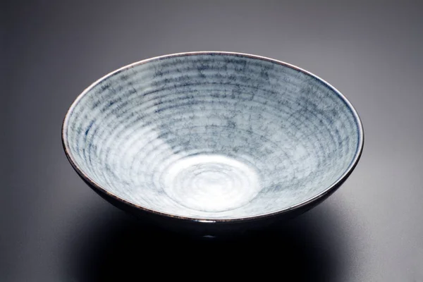 Empty Ceramic Bowl Black Background — Stock Photo, Image