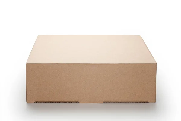 Brązowe Pudełko Kartonowe Izolowane Białym Tle — Zdjęcie stockowe
