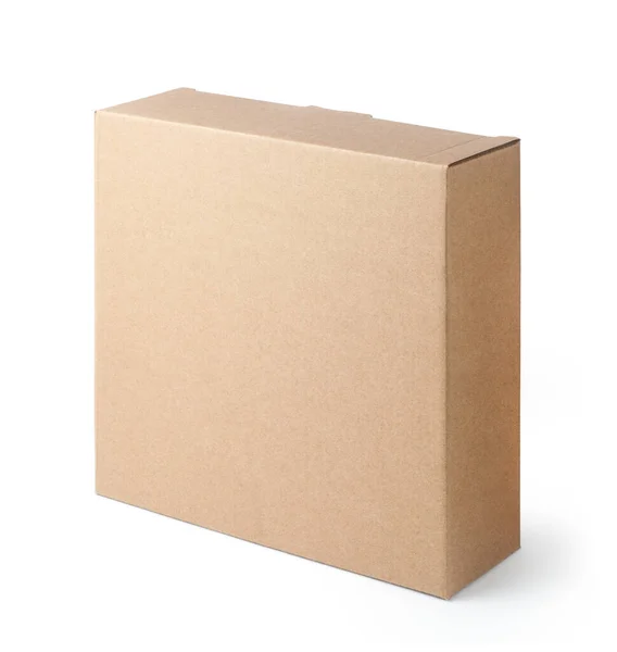 Caja Cartón Marrón Aislada Sobre Fondo Blanco — Foto de Stock