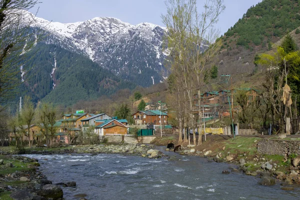 Vackra Landskapet Den Naturliga Liddar Floden Ström Från Himalaya Berg — Stockfoto