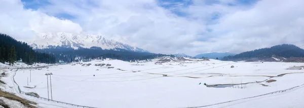 Gulmarg is a town, a hill station World\'s highest gondola ride is attractions for tourism summit to activities like skiing, ski bikes at Baramulla, Srinagar, Jammu and Kashmir, India