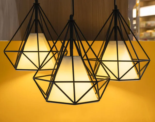 Moderno Quadro Aço Preto Lâmpada Teto Lâmpadas Iluminação Interior Decoração — Fotografia de Stock