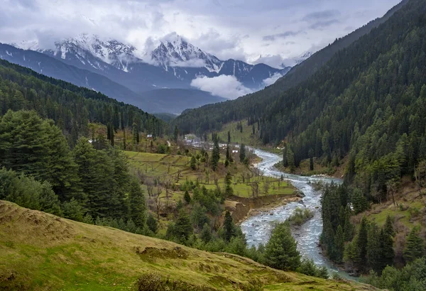 Vackra Landskap Berg Och Bäck Resan Palhagam Till Aru Valley — Stockfoto