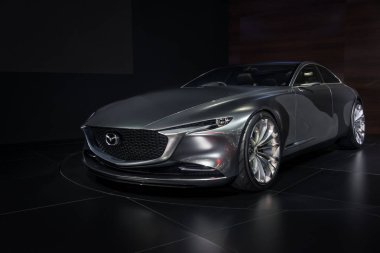 Bangkok, Tayland-28 Kasım, 2018: büyük olay araba gösterisi motor Expo 2018 Impact Arena, Muang Thong Thani içinde ekran üzerinde Mazda Vision Coupe konsept araba, Tayland