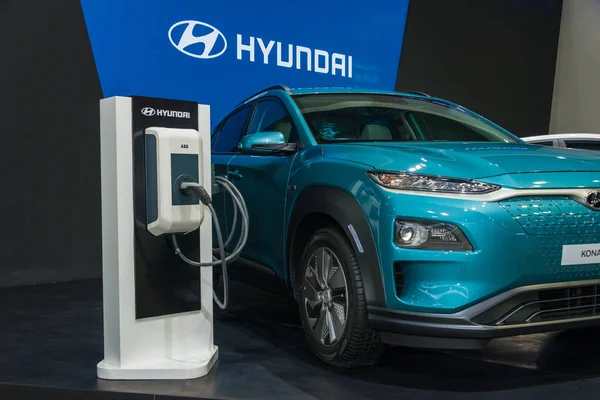 Bangkok, Tayland: 28 Kasım 2018-büyük olay araba gösterisi motor Expo 2018 Impact Arena, Muang Thong Thani içinde Nonthaburi, Tayland Hyundai Kona elektrikli araba kavramı elektrikli araba