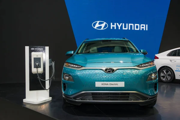 Bangkok, Tayland: 28 Kasım 2018-büyük olay araba gösterisi motor Expo 2018 Impact Arena, Muang Thong Thani içinde Nonthaburi, Tayland Hyundai Kona elektrikli araba kavramı elektrikli araba