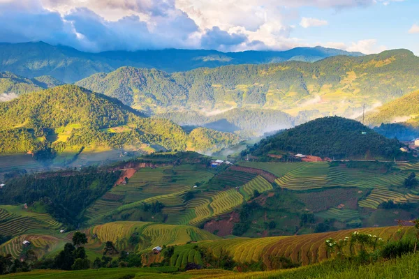 Schöne Reisterrasse Gebirge Vom Aussichtspunkt Pantan Der Provinz Cang Chai — Stockfoto