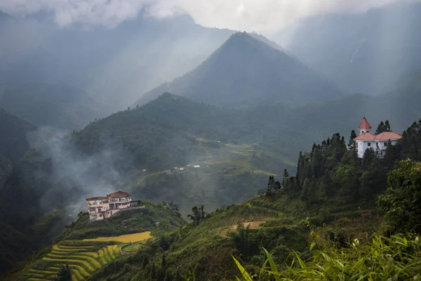 Prachtige Landschap Natuur Top Mountian Uitzicht Beroemde Scène Sapa Vietnam — Stockfoto
