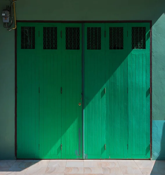 Porte Bois Vert Antique Style Chinois — Photo